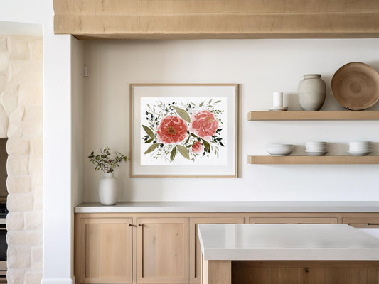 "She Dreamed in Peonies" A Whimsy Daydream Print